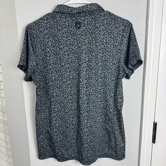 FJ Footjoy Womens Size M Black Gray Animal Print Performance Golf Polo Shirt - Picture 2 of 5